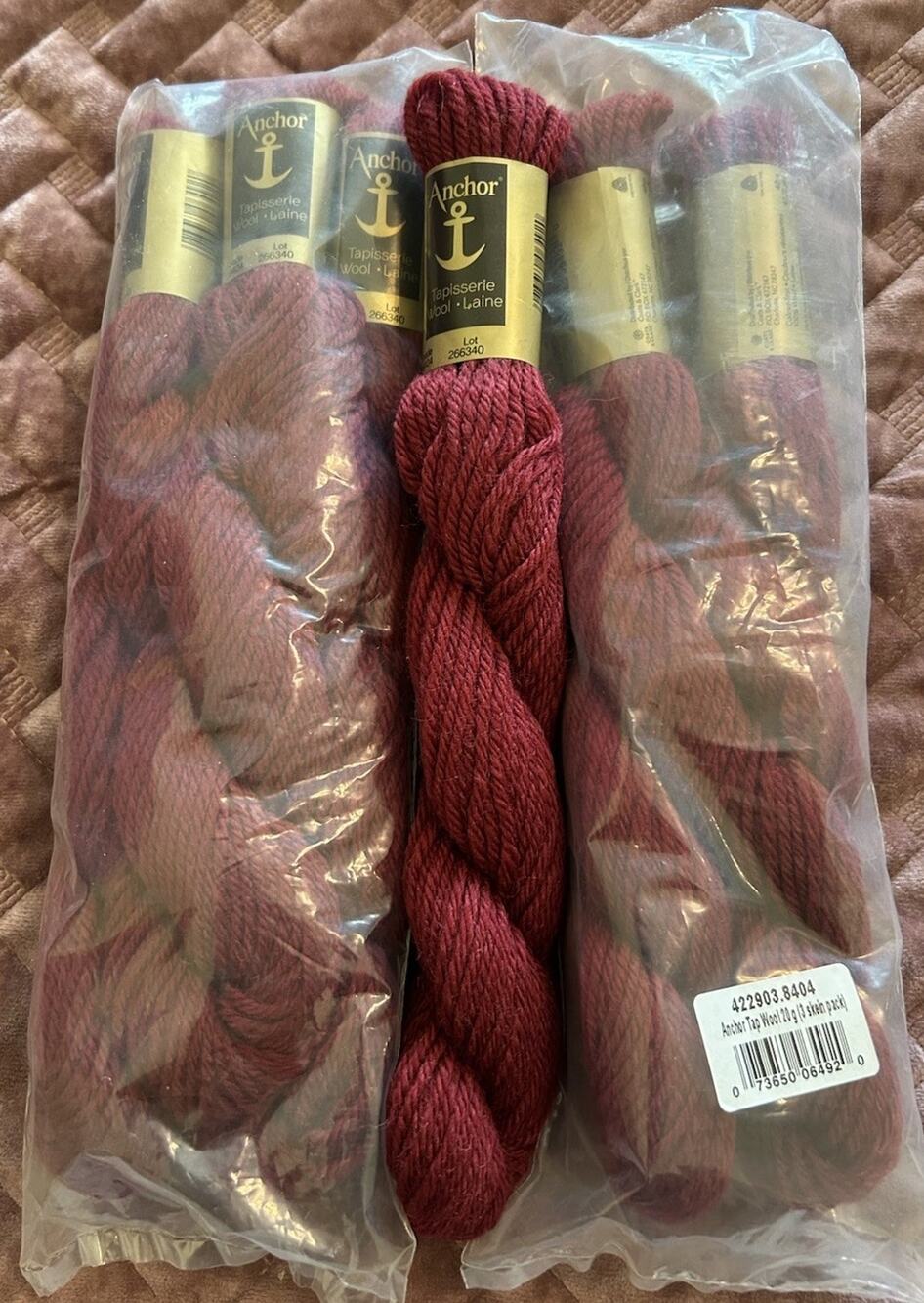 Vtg Anchor Tapisserie 100% Wool Yarn‎ Red 6 Skeins 10M #08404 Needlepoint Thread